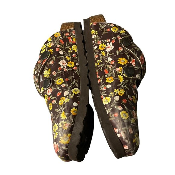 Birki's by Birkenstock Floral Clogs size kids 10 Brown Leather Adjustable Straps - Picture 10 of 11